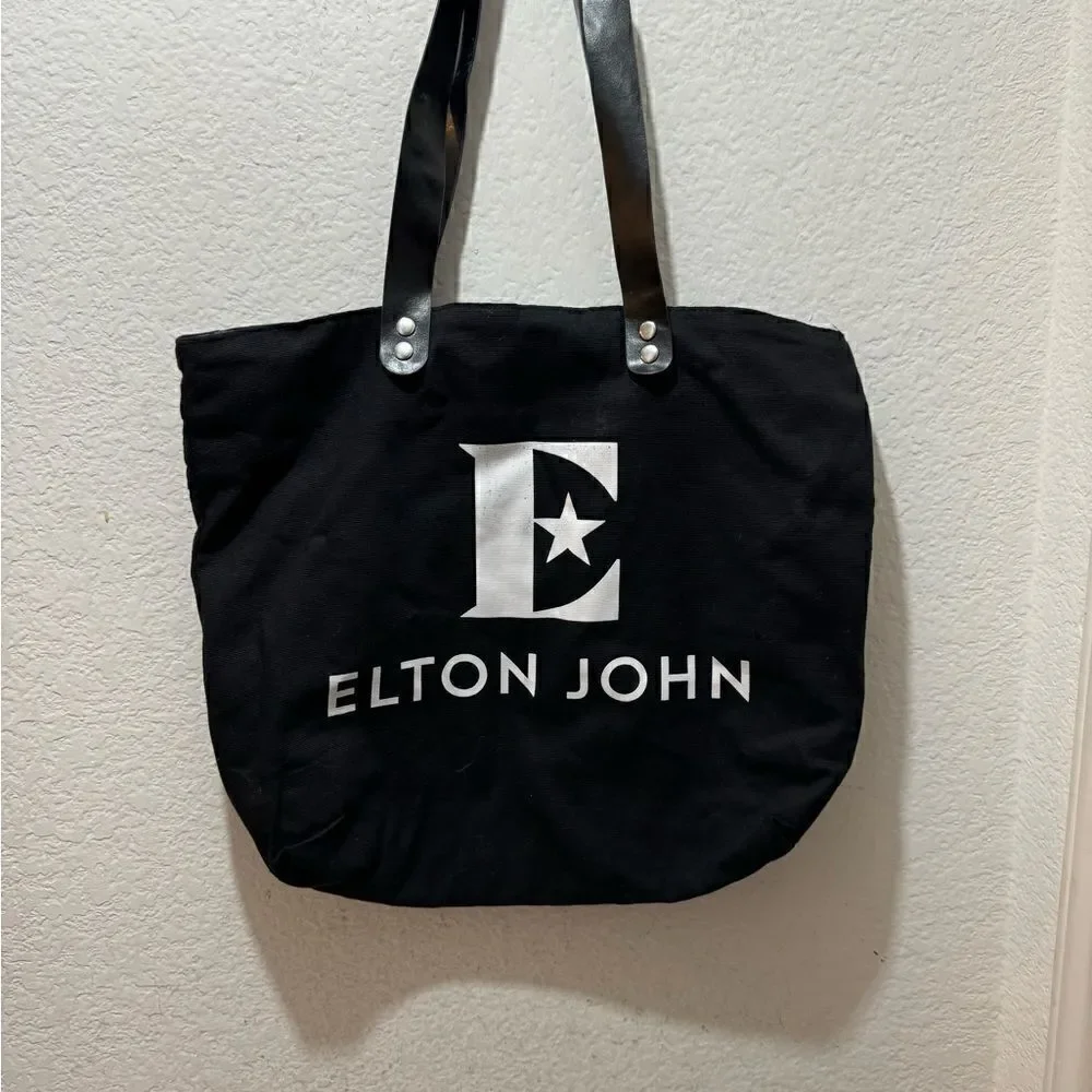Elton John Black Tote Bag